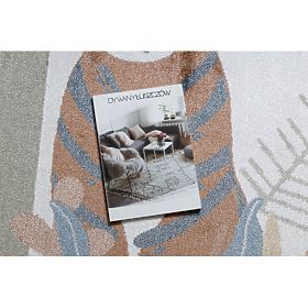 Koberec BONO 8426 Jungle, divoké zvieratá krémová / tmavo zlatá