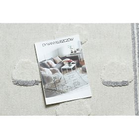 Koberec YOYO GD62 biele / šedo - Mraky pre deti, štrukturálny, senzorické Strapce, F.H.Kabis