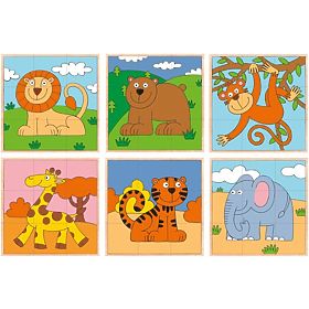 Kockové puzzle exotické zvieratá, Woodyland Woody