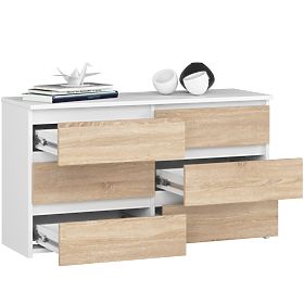 KOMODA CL100 6SZ PK BIELA / DUB SONOMA