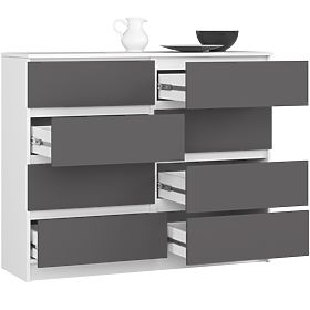 KOMODA K120 8SZ PK BIELA / ŠEDÁ