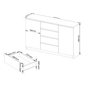 KOMODA K160 2D 4SZ CLP PK ARTISAN / BIELA