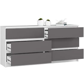 KOMODA K160 6SZ CLP PK BIELA / ŠEDÁ