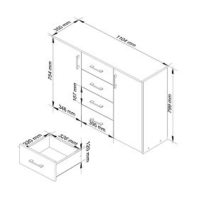 KOMODA K45 PK BIELA / DUB SONOMA