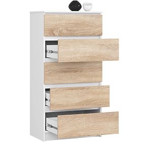 KOMODA K60 5SZ CLP PK BIELA / SONOMA