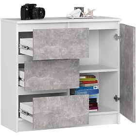 KOMODA K80 JERRY 1D 3SZ PK BIELA / BETÓN