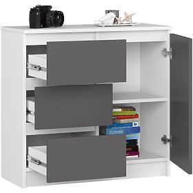 KOMODA K80 JERRY 1D 3SZ PK BIELA / GRAFITOVO ŠEDÁ