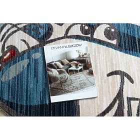 Moderný detský koberec TOYS 75320 LIETADLO, 3D efekt, nepravidelný tvar, modrá, tyrkysová, krémová, F.H.Kabis