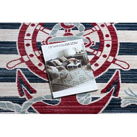 Moderný detský koberec TOYS 75324 KOTVA, nepravidelný tvar, krémová, tyrkysová, tmavomodrá, F.H.Kabis