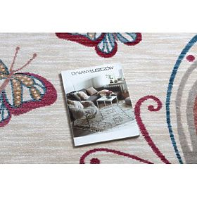 Moderný detský koberec TOYS 75326 MOTÝĽ, nepravidelný tvar, krémová, červená fuchsia, F.H.Kabis