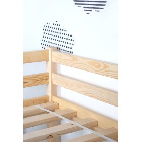 OURBABY detská vyvýšená posteľ MODO  so šmykľavkou - prírodná