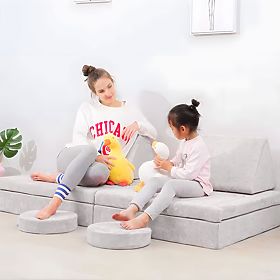 Modulárne detské kreslo DIY 8 mäkkých vankúšov skladacia - šedá ECOTOYS