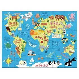 Mudpuppy Puzzle Mapa sveta v látkovom vrecúšku 36 dielikov, Mudpuppy