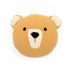 Mušelínový vankúšik Ourbaby Ø 35 cm Medveď - horčicový, Ourbaby®