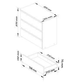 NOČNÝ STOLÍK CL3 60 cm PK BIELA / ŠEDÁ