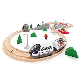 Osmička - drevená vláčiková dráha s mostom 45 prvkov, Woodyland Woody