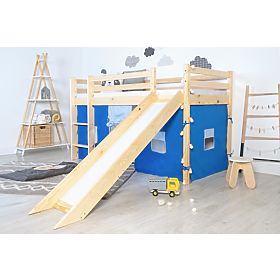 Detská vyvýšená posteľ Ourbaby Modo so šmykľavkou - borovica, Litdrew