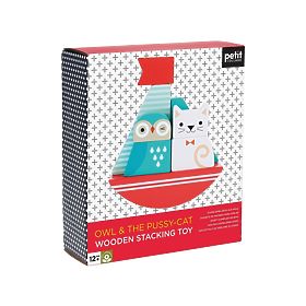 Petit Collage Drevená skladacia veža Sova a mačička