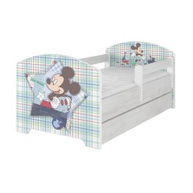 Detská posteľ sa zábranou - Mickey Mouse - dekor nórska borovica