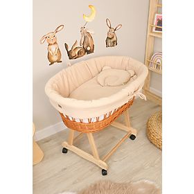 Prútená postieľka s výbavou pre bábätko - béžová, Ourbaby®