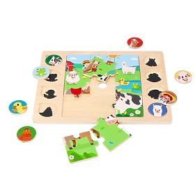 Puzzle 2v1 Farma - skladačka nájdi tieň, Viga