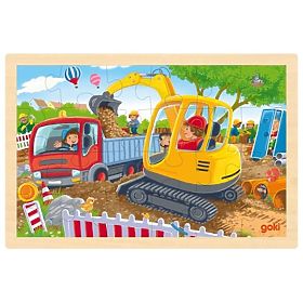 Puzzle so stojanom, stavebné vozidlá, Goki