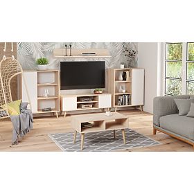 Regál skriňa Fondi dub sonoma - biela, škandinávska