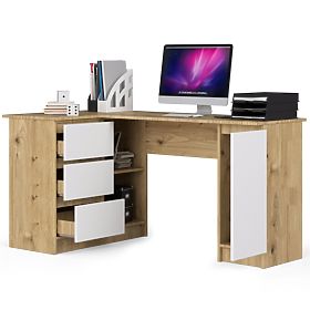 ROHOVÝ PÍSACÍ STÔL B20 CLP ĽAVOSTRANNÝ PK DUB ARTISAN / BIELY