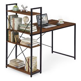 Školský počítačový stôl 120x60 cm s regálom a 3 policami tmavý orech loft ModernHome, MODERNHOME