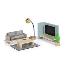 small foot Domček pre bábiky s nábytkom, prírodný