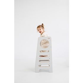 Súrodenecká učebná veža DOUBLE M - sivá, baby wood