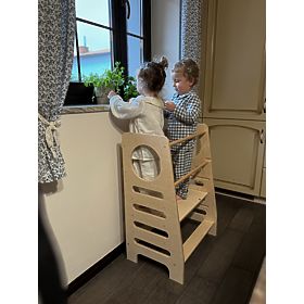 Súrodenecká učebná veža DOUBLE M - prírodná, baby wood