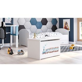 Truhlica na hračky Daria biela s potlačou Vlak