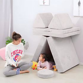 Veľká modulárna skladacia pohovka pre deti DIY 8 mäkkých vankúšov - sivá ECOTOYS