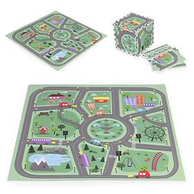 Veľká penová podložka EVA pre deti Mesto 90,5x90,5 cm 21 ks ECOTOYS, EcoToys