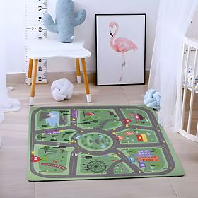 Veľká penová podložka EVA pre deti Mesto 90,5x90,5 cm 21 ks ECOTOYS, EcoToys