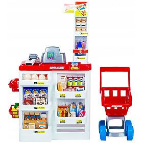 Veľký obchod s pokladňou Supermarket stánok pre deti s pokladňou, váhou a skenerom