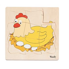 Vrstvené puzzle život sliepočky, Woodyland Woody