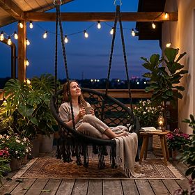 Závesné kreslo boho záhradná hojdačka čierne MultiGarden, MultiGarden